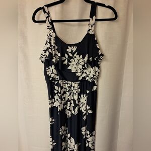 Three Hearts Navy and White Floral Midi Dress